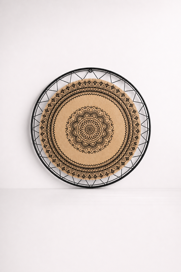 Large Hessian & Metal Wall Hanging